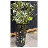 Modern Metal Cylinder Vase with faux flowers