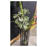 Modern Metal Cylinder Vase with faux flowers