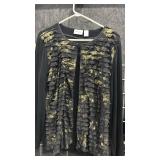 Chicos Long Cardigan Bling M and Ruffle black and gold Cardigan L