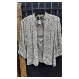 Alex Evenings Silver Sequined Evening Top Set L