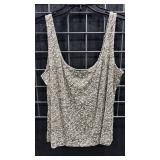 Alex Evenings Silver Sequined Evening Top Set L