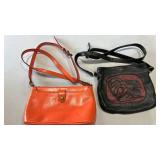 Coral and Black with Burgundy Purses