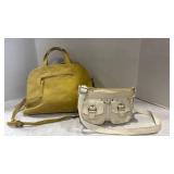 Leather Hobo Crossbody Purse and Cloth Crossbody Purse
