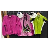 Greg Norman, Bermuda Sands Golf Jackets M L, Cutter Buck Top L, Two Visors and Purse