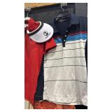 Nike, Sport Haley, Lady Divots L XL Golf Tops, Two Visors and Mulligan Towel