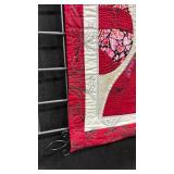 Handcrafted Red and White Lily Art Quilt