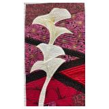 Handcrafted Red and White Lily Art Quilt