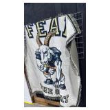Navy Football Goat Mascot Throw Blanket has tear in it