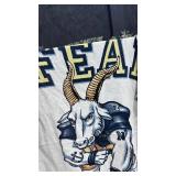 Navy Football Goat Mascot Throw Blanket has tear in it