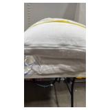 2 standard pillows and various pillow cases