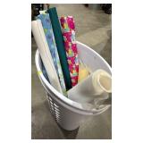 2 Sterilite hampers and Wrapping paper