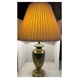 Classic Brass Table Lamp with Pleated Shade 34 inches tall