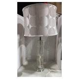 Modern Crystal Column Table Lamp with Circle Pattern Shade 29 inches tall