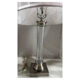 Modern Glass Column Table Lamp with Polka Dot Shade 26 inches tall