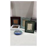 Framed wall decor, frames, and painted rock