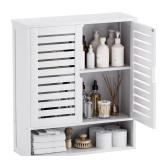 FACTORY SEALED - SMIBUY Bathroom Cabinet Wall Mounted, Bamboo Over-The-Toilet Storage Organizer, Space Saver Medicine Cabinet with 2 Door and Adjustable Shelves (White)