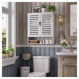 FACTORY SEALED - SMIBUY Bathroom Cabinet Wall Mounted, Bamboo Over-The-Toilet Storage Organizer, Space Saver Medicine Cabinet with 2 Door and Adjustable Shelves (White)