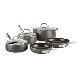 APPEARS NEW - All-Clad 8400001963 HA108AZ HA1 Hard Anodized Nonstick Dishwasher Safe PFOA Free Cookware Set, 8-Piece, Black