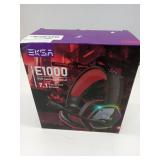 APPEARS NEW - EKSA Gaming Headset, Noise Canceling Mic & RGB Light, Gaming Headphones Compatible with PC, PS4, PS5, Laptop, Computer (red)