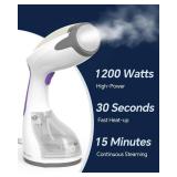 APPEARS NEW - BEAUTURAL Steamer for Clothes, Portable Handheld Garment Fabric Wrinkles Remover, 30-Second Fast Heat-up, Auto-Off, Large Detachable Water Tank