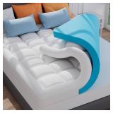 FACTORY SEALED - ELEMUSE King Size Dual Layer 3 Inch Memory Foam Mattress Topper, 2 Inch Cooling Gel Memory Foam and 1 Inch Thick Soft Pillow Top Mattress Pad Cover for Back Pain Relief, Bed Topper fo