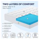 FACTORY SEALED - ELEMUSE King Size Dual Layer 3 Inch Memory Foam Mattress Topper, 2 Inch Cooling Gel Memory Foam and 1 Inch Thick Soft Pillow Top Mattress Pad Cover for Back Pain Relief, Bed Topper fo