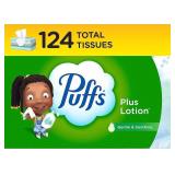 FACTORY SEALED - Puffs Plus Lotion Facial Tissue, 1 Family Box, 124 Tissues Per Box