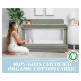 FACTORY SEALED - Baby Delight Lunaire Full Size Crib | Breathable Mesh Baby Crib | Tool-Free Assembly Baby Bed | 100% GOTS Certified Organic Cotton Fabric | Organic Sage