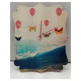 FACTORY SEALED - Whimsical Mountain Landscape with Butterflies and Balloons Art Print Clock