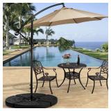FACTORY SEALED - Yaheetech 4Pcs 13L Heavy Duty Offset Outdoor Umbrella Base Water & Sand Filled Cantilever Offset Patio Umbrella Base Stand, Black