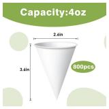 FACTORY SEALED - Dualshine 800pcs 4 oz Disposable White Paper Snow Cone Cups, Eco-Friendly Shaved Ice Cups for Shaved Ice,Wax Coated Leakproof Water Cup for Water Cooler Dispenser
