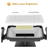 APPEARS NEW - LEPOWER 3500LM Dusk to Dawn LED Security Lights Outdoor, 35W Outdoor Flood Light with Photocell, 5500K, IP65 Waterproof 3 Head Exterior Light for Garage, Patio, Yardï¼Blackï¼