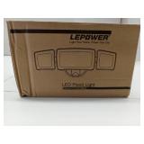 APPEARS NEW - LEPOWER 3500LM Dusk to Dawn LED Security Lights Outdoor, 35W Outdoor Flood Light with Photocell, 5500K, IP65 Waterproof 3 Head Exterior Light for Garage, Patio, Yardï¼Blackï¼