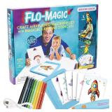 FACTORY SEALED - Flo-Magic Adventure Airbrush Marker Stencil Art Kit- Rocket, Race Car, Dinosaur- Washable Non-Toxic, Rechargeable- Craft kit for Kids Age 5 6 7 8 9 10
