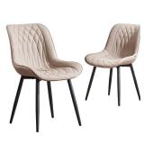 FACTORY SEALED - YOUNIKE Khaki Dining Chairs Set of 2 with High Backs Mid Century Modern Kitchen Dining Room Chairs Leather Upholstered Comfortable Wide Accent Side Chair for Living Waiting Guest Room