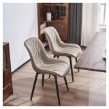 FACTORY SEALED - YOUNIKE Khaki Dining Chairs Set of 2 with High Backs Mid Century Modern Kitchen Dining Room Chairs Leather Upholstered Comfortable Wide Accent Side Chair for Living Waiting Guest Room