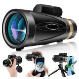 FACTORY SEALED - Monocular Telescope 80x100 HD Monoculars for Adults with Tripod & Phone Adapter, Monoculars for Bird Watching Stargazing Camping Hiking Hunting Wildlife Travel-Black