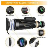 FACTORY SEALED - Monocular Telescope 80x100 HD Monoculars for Adults with Tripod & Phone Adapter, Monoculars for Bird Watching Stargazing Camping Hiking Hunting Wildlife Travel-Black