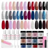 APPEARS NEW - AZUREBEAUTY 31 Pcs Dip Powder Nail Kit Starter, 20 Colors Glitter Nude Pink Gray Red Dip Powder Liquid Set with Top & Base Coat Activator for French Nails Art Manicure DIY Salon Woman Gi