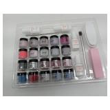APPEARS NEW - AZUREBEAUTY 31 Pcs Dip Powder Nail Kit Starter, 20 Colors Glitter Nude Pink Gray Red Dip Powder Liquid Set with Top & Base Coat Activator for French Nails Art Manicure DIY Salon Woman Gi
