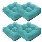 MAGIC ELEPHANT Chair Cushions for Dining Chairs, Memory Foam Kitchen Chair Cushions Set of 4, Non-Slip Thick Dining Room Chair Pads Seat Cushions, 15.5 x 15.5" x 4" (Aqua Green)