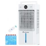 Swamp Cooler, 3-IN-1 Evaporative Air Cooler with Display & Remote, Windowless Portable Air Conditioners with Ice Cooling, 12H Timer, 6 Speeds, 60Â° Oscillation, Air Cooler Fan for Home Office - Reta