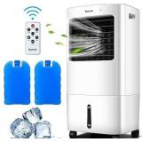 COSTWAY Evaporative Cooler, 3-in-1 Cooler, Fan and Humidifier with 5.3Gal/20L Tank & 7.5H Timer, 4 Speeds and 3 Modes, Remote Control, Portable Air Cooler with 4 Wheels, 2 Ice Boxes for Home Office - 