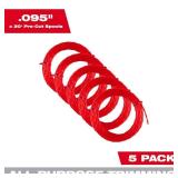 Pack of 5 ,Milwaukee 49-16-2782 0.095 in. x 20 ft. Pre-Cut Trimmer Line (5-Pack) - Retail: $150