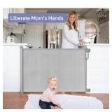 Momcozy Retractable Baby Gate, 33\" Tall, Extends up to 55\" Wide, Child Safety Baby Gates for Stairs, Doorways, Hallways, Indoor, Outdoor - Retail: $48