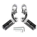 HY-SPEED Motorcycle Highway Pegs Crash Bar with 1.25 Engine Guard Adjustable Foot Peg Compatible with Touring Street Glide Electra Glide Road King Softail Chrome
