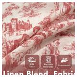DriftAway Toile Linen Lined Valance Double Layer Thermal Room Darkening Blackout Window Valance Curtain for Kitchen Bathroom Farmhouse French Country Vintage Printed Pattern Single 52 x 18 Inch Red