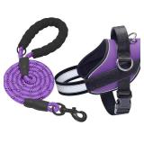 Haapaw Essential Dog Harness, No Pull Pet Vest with 3 Leash Clips, No Choke, Reflective, Adjustable and Padded, for Easy Walking and Training for Large Dogs(L, Purple)