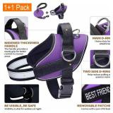 Haapaw Essential Dog Harness, No Pull Pet Vest with 3 Leash Clips, No Choke, Reflective, Adjustable and Padded, for Easy Walking and Training for Large Dogs(L, Purple)