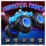 AUUGUU Remote Control Car, 2.4GHz Monster Trucks Toys with Light Spray, Birthday Gift for Kids 3 4 5 6 7 8, All Terrain RC Cars, Toddler Toys for Boys Girls 3+ Year Old